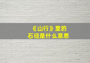 《山行》里的石径是什么意思