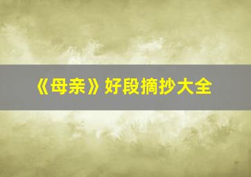 《母亲》好段摘抄大全