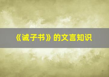 《诫子书》的文言知识