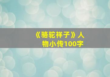 《骆驼祥子》人物小传100字