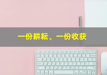 一份耕耘、一份收获