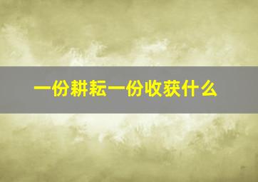 一份耕耘一份收获什么