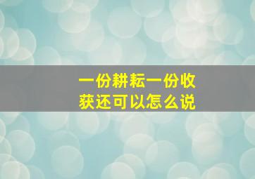 一份耕耘一份收获还可以怎么说