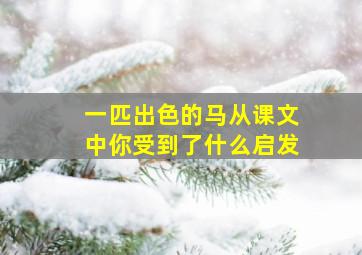 一匹出色的马从课文中你受到了什么启发