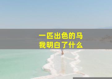 一匹出色的马我明白了什么