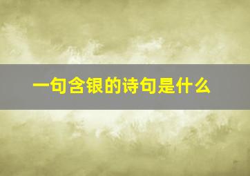 一句含银的诗句是什么