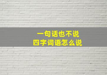 一句话也不说四字词语怎么说