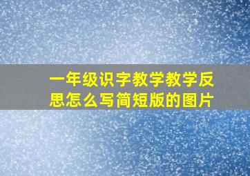 一年级识字教学教学反思怎么写简短版的图片