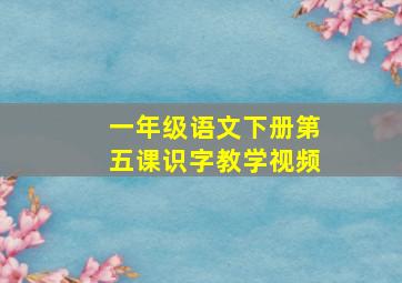 一年级语文下册第五课识字教学视频