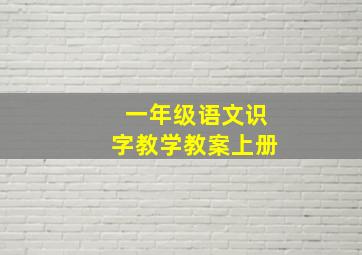 一年级语文识字教学教案上册