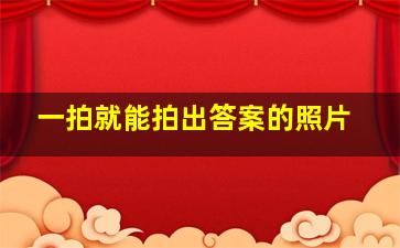 一拍就能拍出答案的照片