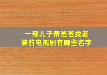 一部儿子帮爸爸找老婆的电视剧有哪些名字