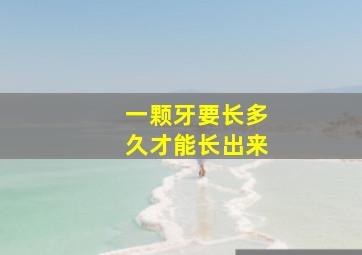 一颗牙要长多久才能长出来