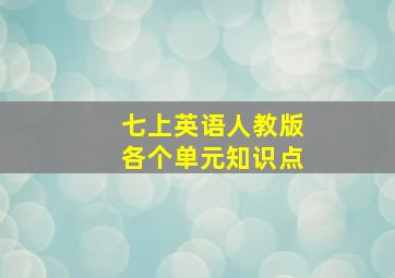 七上英语人教版各个单元知识点