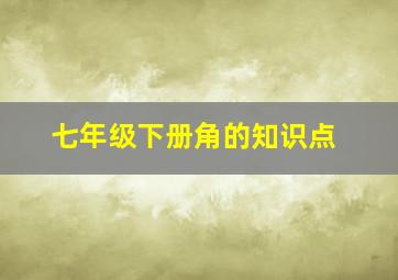 七年级下册角的知识点