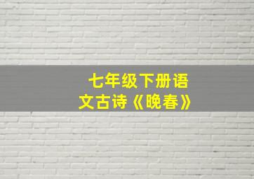 七年级下册语文古诗《晚春》