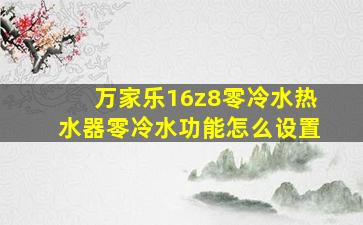 万家乐16z8零冷水热水器零冷水功能怎么设置