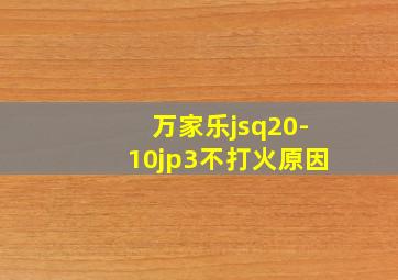 万家乐jsq20-10jp3不打火原因