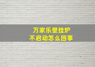 万家乐壁挂炉不启动怎么回事