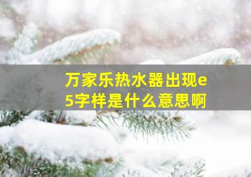 万家乐热水器出现e5字样是什么意思啊