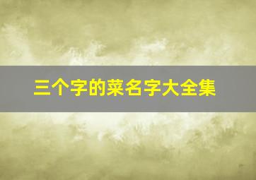 三个字的菜名字大全集