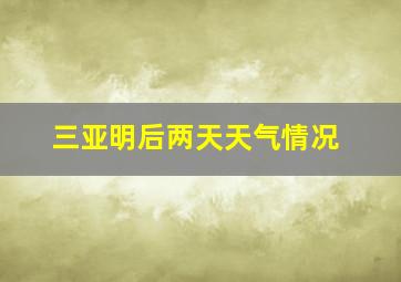 三亚明后两天天气情况