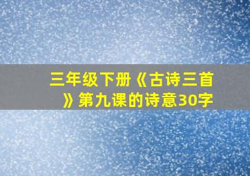 三年级下册《古诗三首》第九课的诗意30字