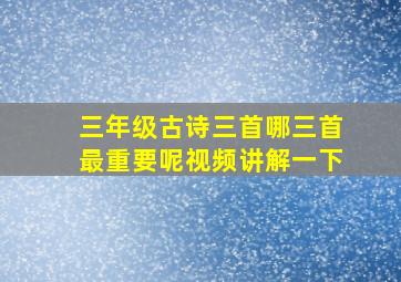 三年级古诗三首哪三首最重要呢视频讲解一下