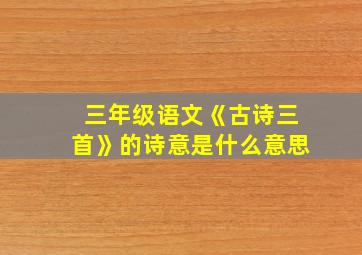 三年级语文《古诗三首》的诗意是什么意思