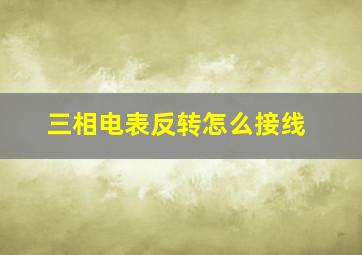 三相电表反转怎么接线