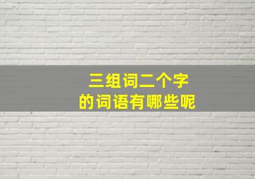 三组词二个字的词语有哪些呢