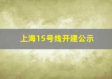 上海15号线开建公示