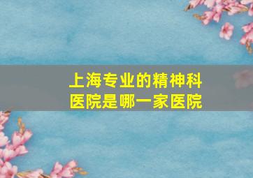 上海专业的精神科医院是哪一家医院