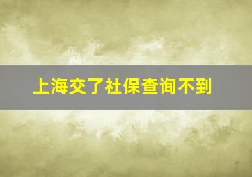 上海交了社保查询不到