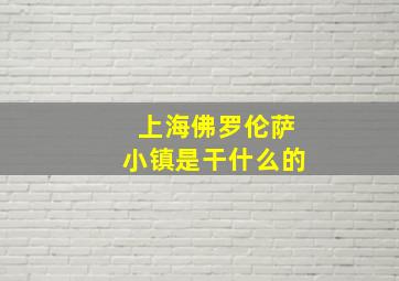 上海佛罗伦萨小镇是干什么的