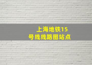 上海地铁15号线线路图站点