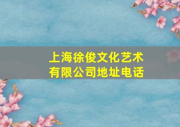 上海徐俊文化艺术有限公司地址电话