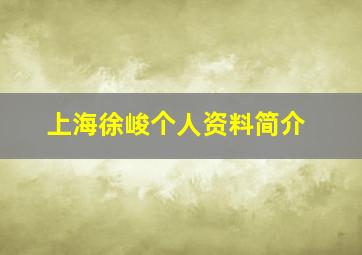 上海徐峻个人资料简介