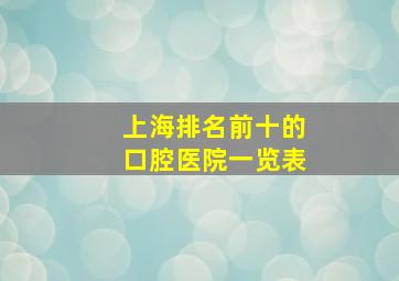 上海排名前十的口腔医院一览表