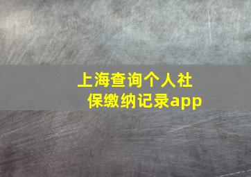 上海查询个人社保缴纳记录app