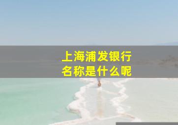 上海浦发银行名称是什么呢