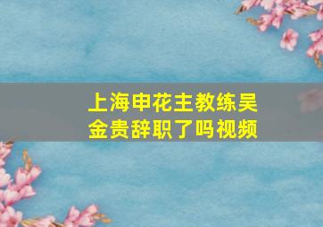 上海申花主教练吴金贵辞职了吗视频