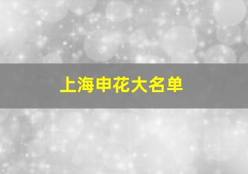 上海申花大名单