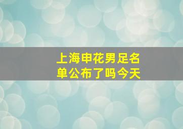 上海申花男足名单公布了吗今天