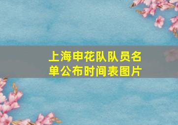 上海申花队队员名单公布时间表图片