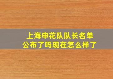 上海申花队队长名单公布了吗现在怎么样了