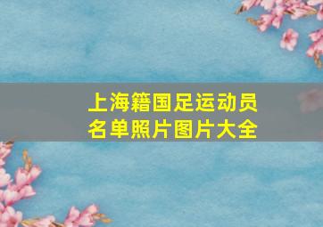 上海籍国足运动员名单照片图片大全