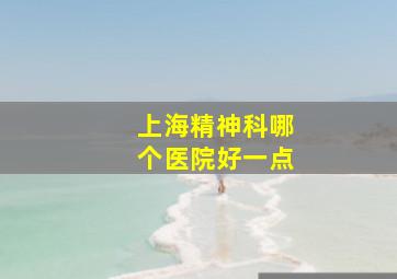 上海精神科哪个医院好一点