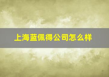 上海蓝佩得公司怎么样