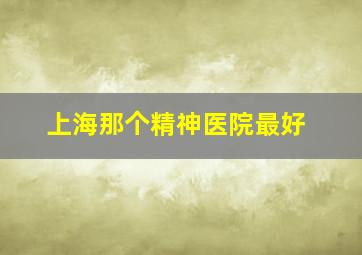 上海那个精神医院最好